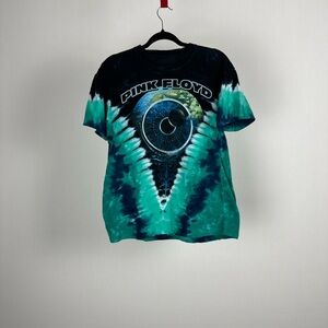 Vintage Y2K Liquid Blue Pink Floyd Pulse Tie Dye All Over Print T Shirt Size M